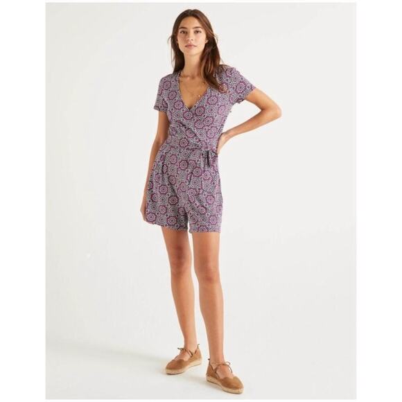 Boden Caroline Pink Floral Jersey Romper Playsuit Short Sleeve Size 8P - Picture 1 of 8